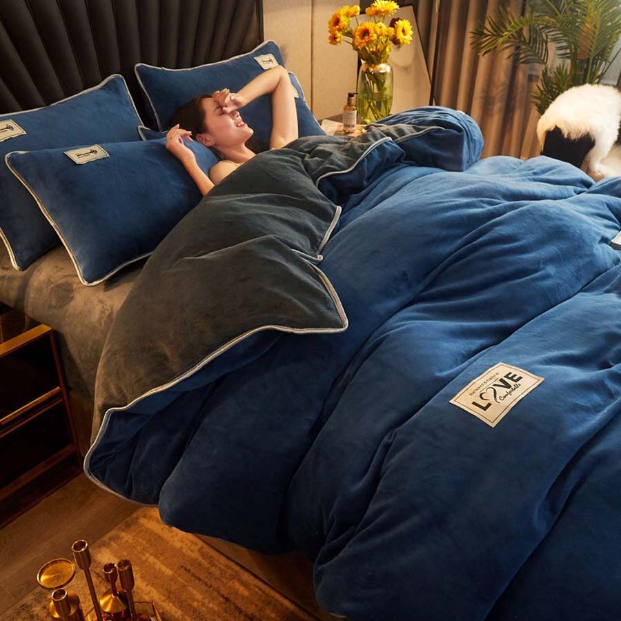 WOSTAR Winter warm solid velvet duvet cover 220x240 comforter cover flannel luxury double bed quilt cover bedding set king size