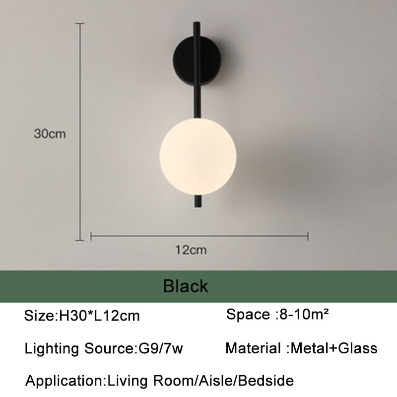 Nordic Glas Ball FÜHRTE Wand Licht für Wohnzimmer Interior Schlafzimmer LED Wand Leuchte mit 7w G9 Birne wand Leuchte für Home