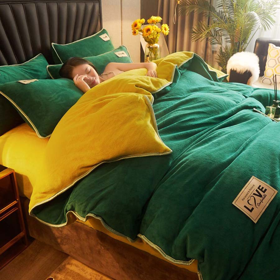 WOSTAR Winter warm solid velvet duvet cover 220x240 comforter cover flannel luxury double bed quilt cover bedding set king size