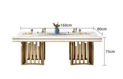 TieHo Luxury Marble Dining Table Chair Sets Modern Design Rectangular Dining Table Kitchen Table Chair Gold Stainless Steel