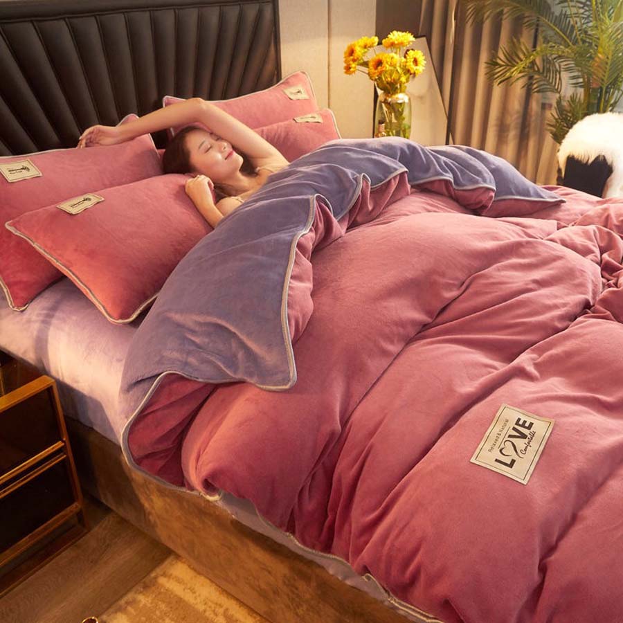 WOSTAR Winter warm solid velvet duvet cover 220x240 comforter cover flannel luxury double bed quilt cover bedding set king size