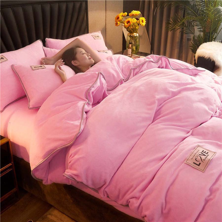 WOSTAR Winter warm solid velvet duvet cover 220x240 comforter cover flannel luxury double bed quilt cover bedding set king size