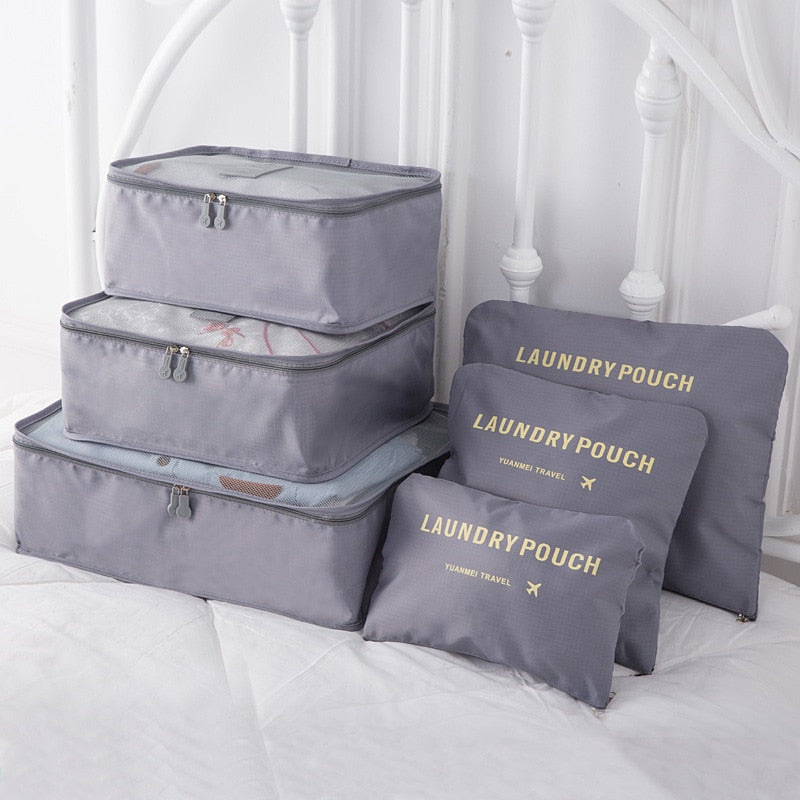 6/8 Pcs Set Travel Organizer Storage Bags Suitcase Packing Set Storage Cases Portable Luggage Organizer Clothes Shoe Tidy Pouch
