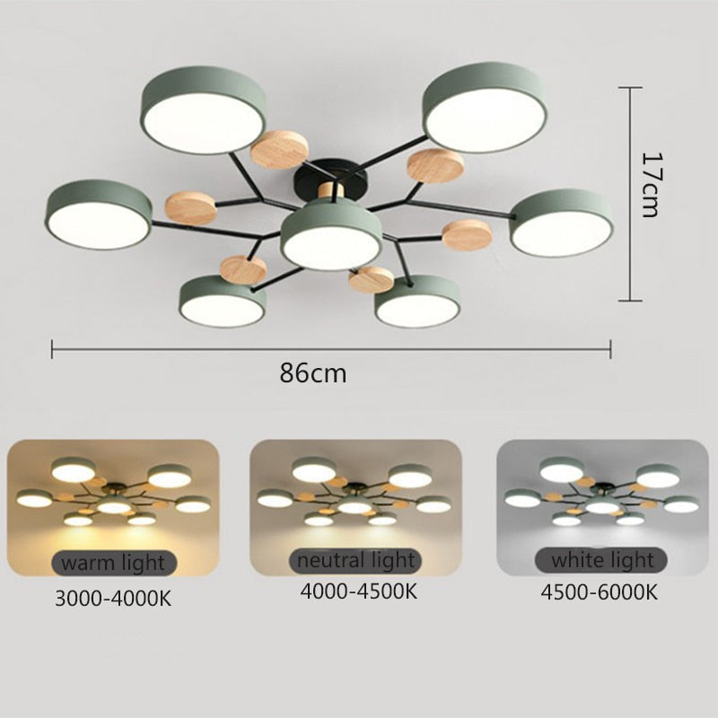 Modern Wooden LED Ceiling Chandeliers Home Decoration for Living Room Bedroom Kitchen Dining Room Lights Indoor Pendant Lamps