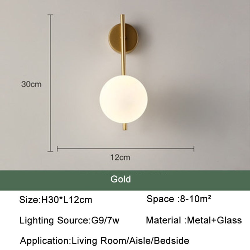 Nordic Glas Ball FÜHRTE Wand Licht für Wohnzimmer Interior Schlafzimmer LED Wand Leuchte mit 7w G9 Birne wand Leuchte für Home