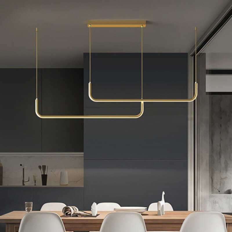 Nordic Style Simple Chandelier LED for Living Kitchen Dining Room Hanging Lamps Home Decoration Indoor Lighting Fixture Black