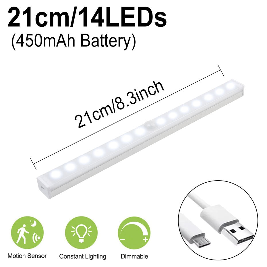 6/10/30/60 LED PIR Motion Sensor Night Light Dimmable Closet Lights LED Under Cabinet Light for Cupboard Wardrobe Stairs Kitchen