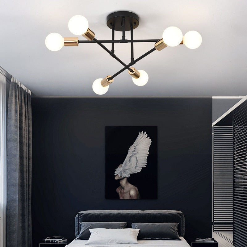 Close to ceiling light fixtures home Decor Warm And Romantic Lighting indoor Modern Living Room Lamp Black Golden Chandelier