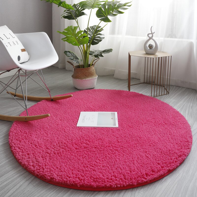 Fluffy Round Carpet Rugs For Bedroom Living Room Study Tent Solid Color Floor Car Thick Soft Plush Anti-Slip Carpet Children Rug