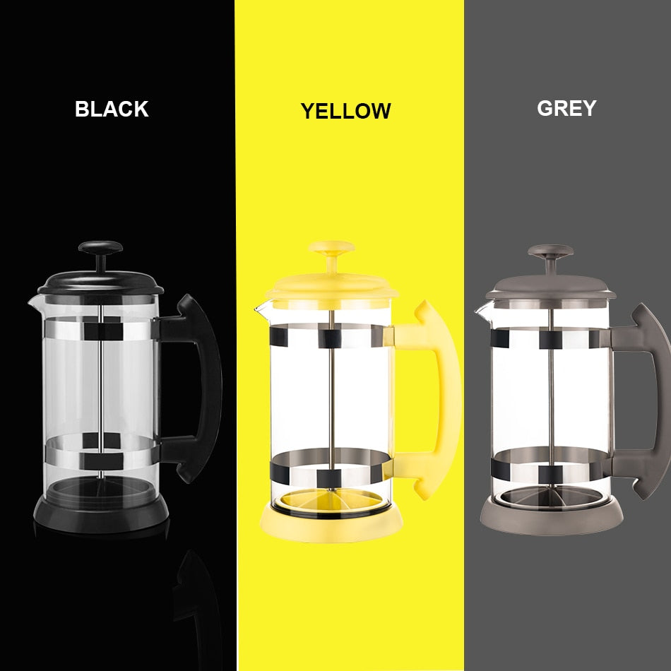 Stainless Steel Glass Teapot Cafetiere French Coffee Tea Percolator Filter Press Plunger 1000ml Manual Coffee Espresso Maker Pot