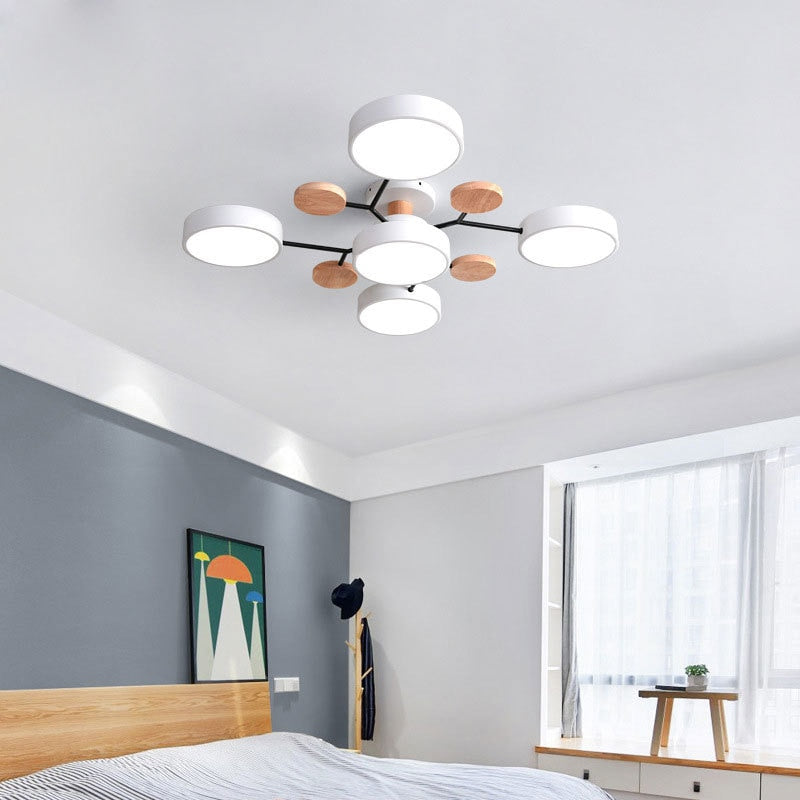 Modern Wooden LED Ceiling Chandeliers Home Decoration for Living Room Bedroom Kitchen Dining Room Lights Indoor Pendant Lamps