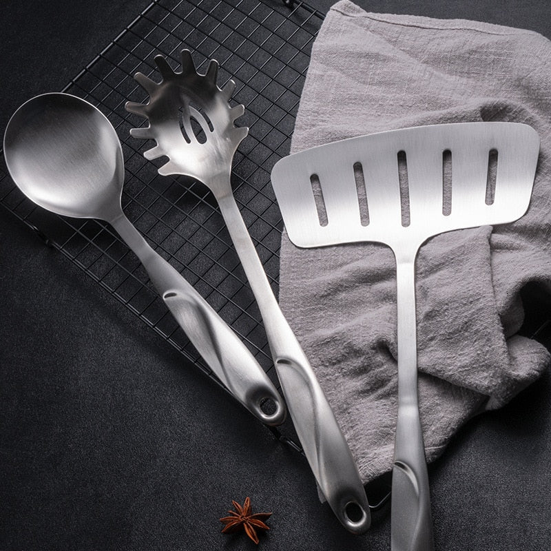 7Pcs/Set 304 Stainless Steel Cookware Kitchenware Utensils Set Colander Spatula Shovel Spoon Cooking Tools Kitchen Accessories