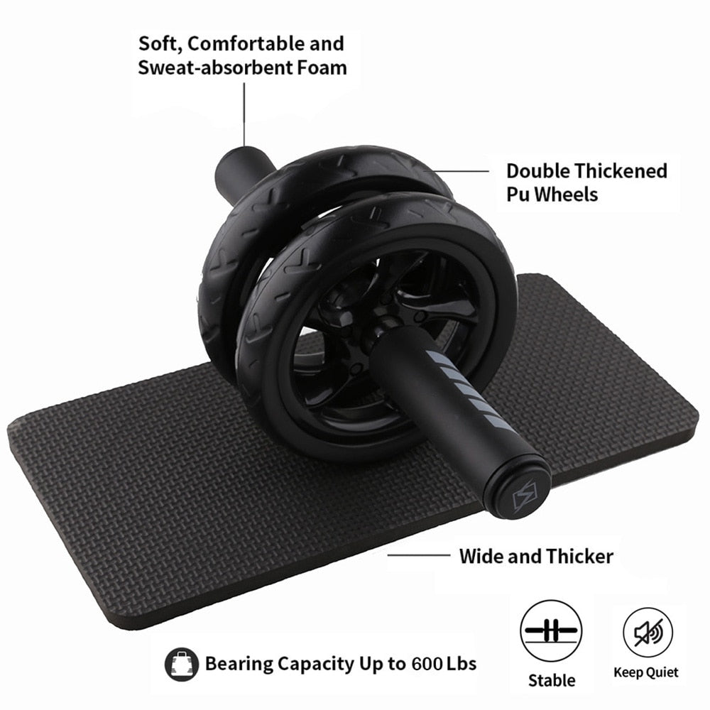 No Noise Abdominal Wheel Ab Roller With Mat For Gym Muscle Trainer Exercise Fitness Equipment