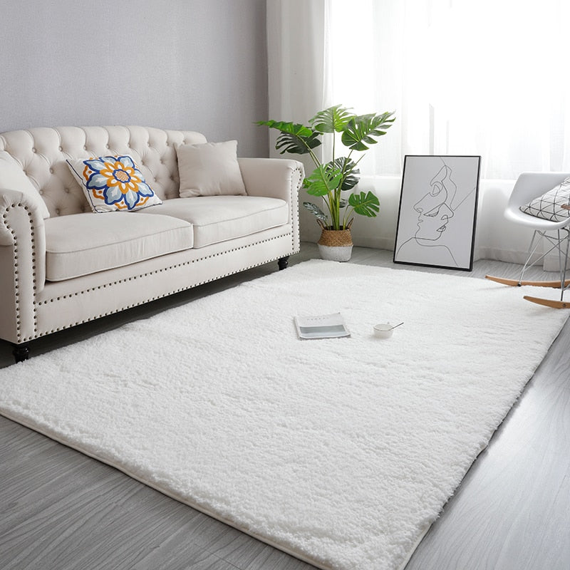 Nordic Fluffy Carpet For Bedroom Living Room Large Size Plush Anti-slip Soft Door Mat White pink Red Children's Rugs For Room