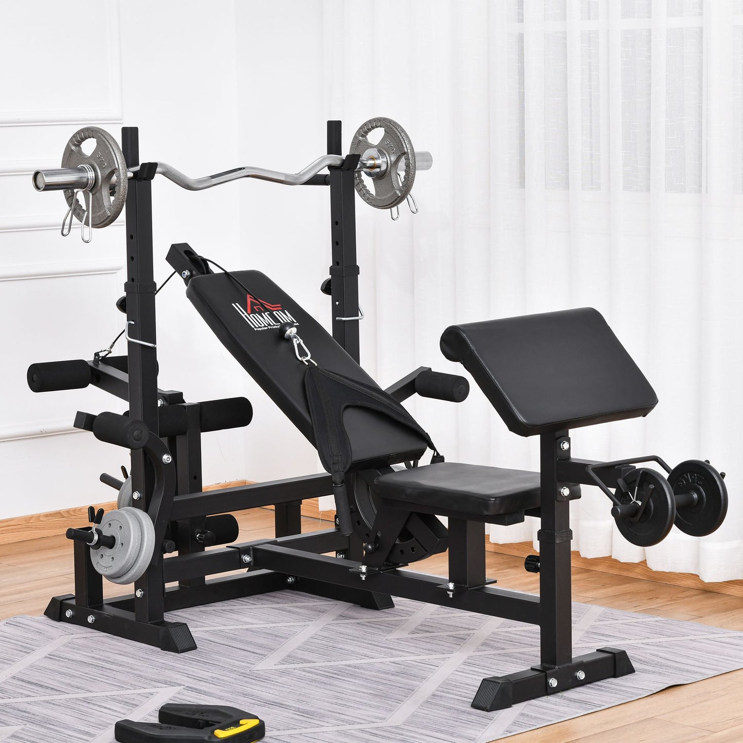 HOMCOM Weight Bench Body Training Multi-functional Bodybuilding Bench 210x110x103-123cm Black