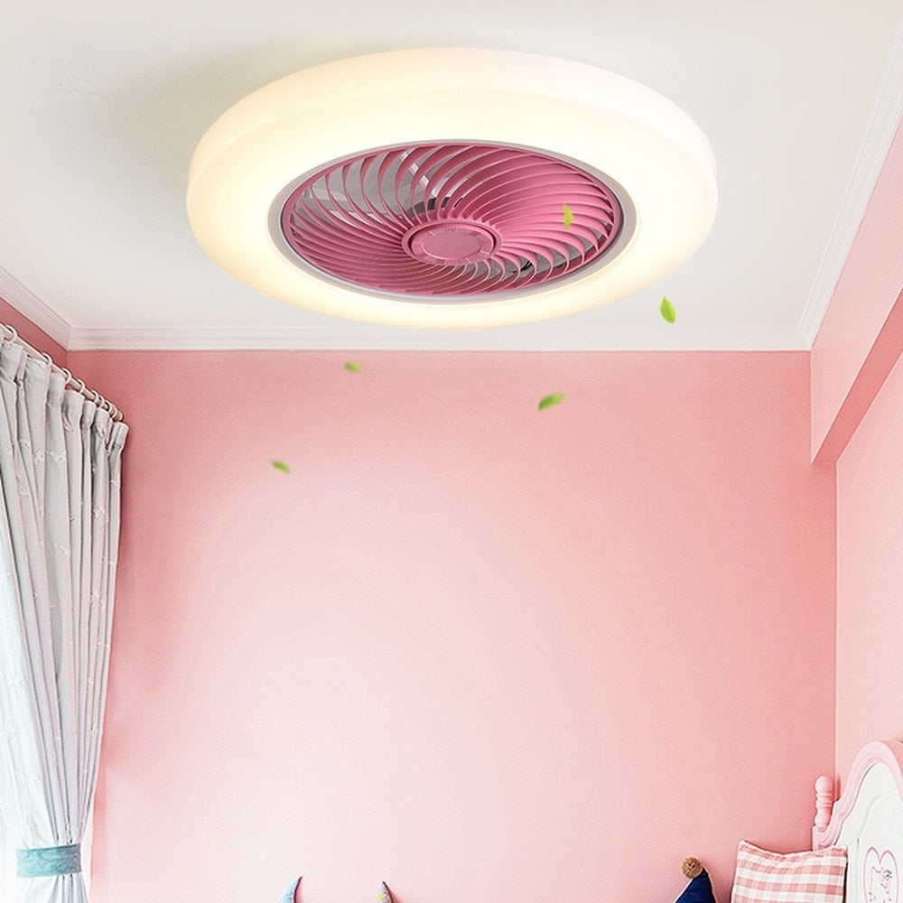 Smart Ceiling Fan Fans With Lights Remote Control Bedroom Decor Ventilator Lamp 52cm Air Invisible Blades Retractable Silent