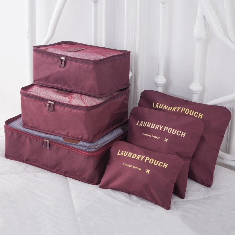6/8 Pcs Set Travel Organizer Storage Bags Suitcase Packing Set Storage Cases Portable Luggage Organizer Clothes Shoe Tidy Pouch