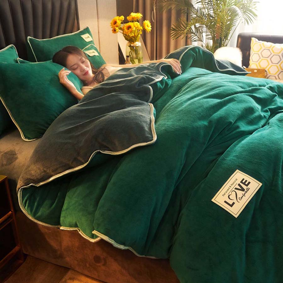 WOSTAR Winter warm solid velvet duvet cover 220x240 comforter cover flannel luxury double bed quilt cover bedding set king size