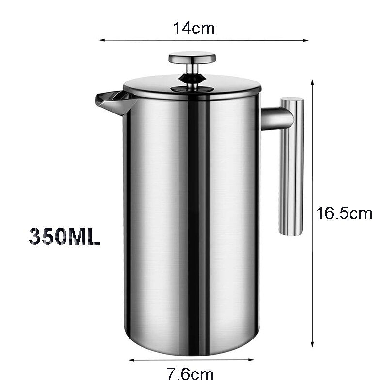 Coffee Maker French Press Stainless Steel Espresso Coffee Machine High Quality Double-Wall Insulated Coffee Tea Maker Pot 1000ml