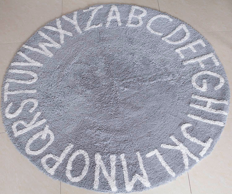 Letters Rug Round Cotton Mat Soft Pink Gray Pet Game Play Area Living Room Carpet Kids Bedroom Decor Photography Accessories