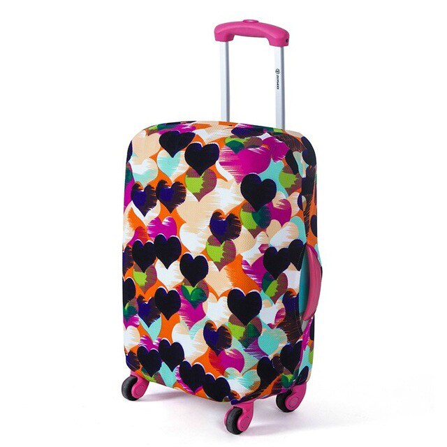 Fashion Suitcase Cover High Elastic Stripe Love Heart Shaped Luggage Case Dust Cover For18-32Inch Suitcase Essential Accessories