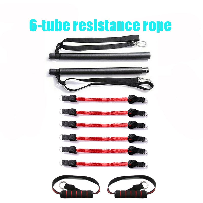Resistance Band Pilates Stick Gym Exercise Muscle Power Tension Bar Pilates Bar Home Work Out Fitness Equipment