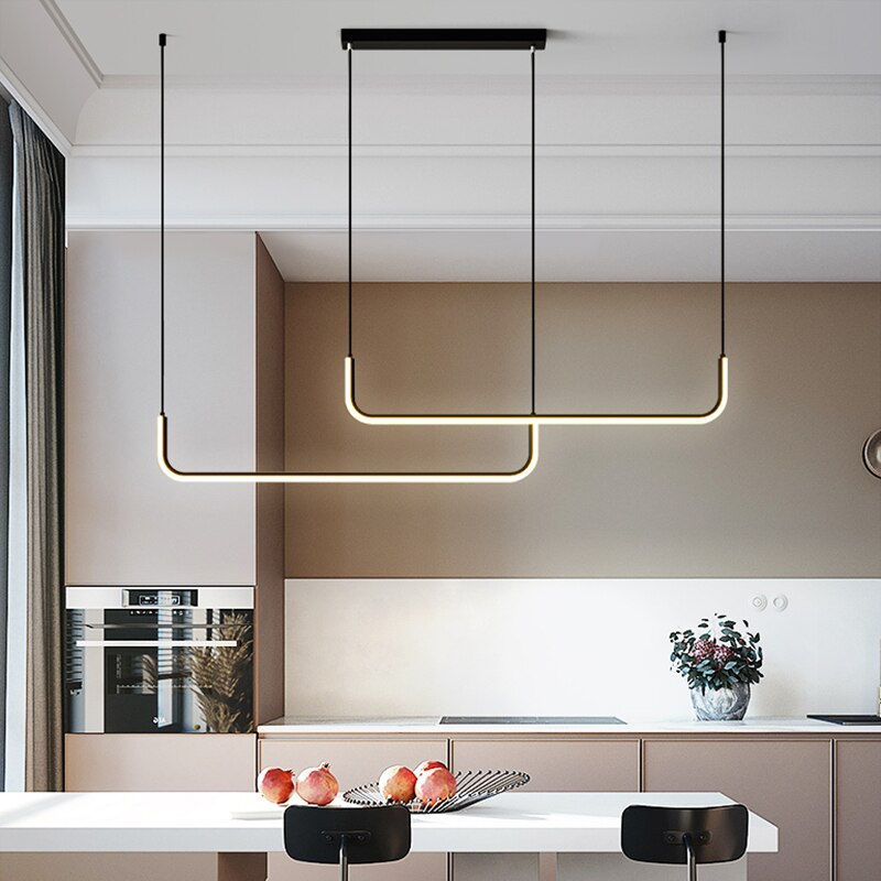 Nordic Style Simple Chandelier LED for Living Kitchen Dining Room Hanging Lamps Home Decoration Indoor Lighting Fixture Black