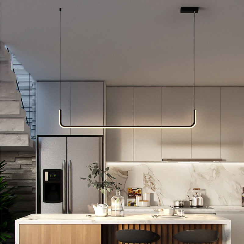 Nordic Style Simple Chandelier LED for Living Kitchen Dining Room Hanging Lamps Home Decoration Indoor Lighting Fixture Black