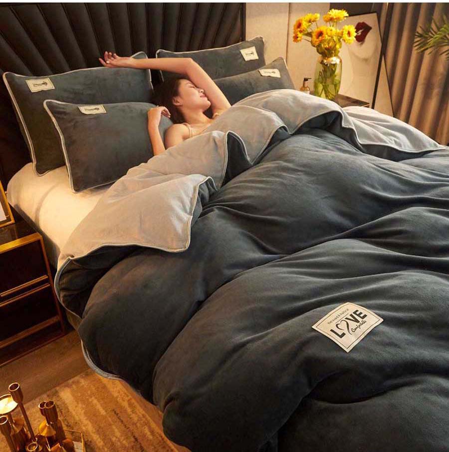 WOSTAR Winter warm solid velvet duvet cover 220x240 comforter cover flannel luxury double bed quilt cover bedding set king size