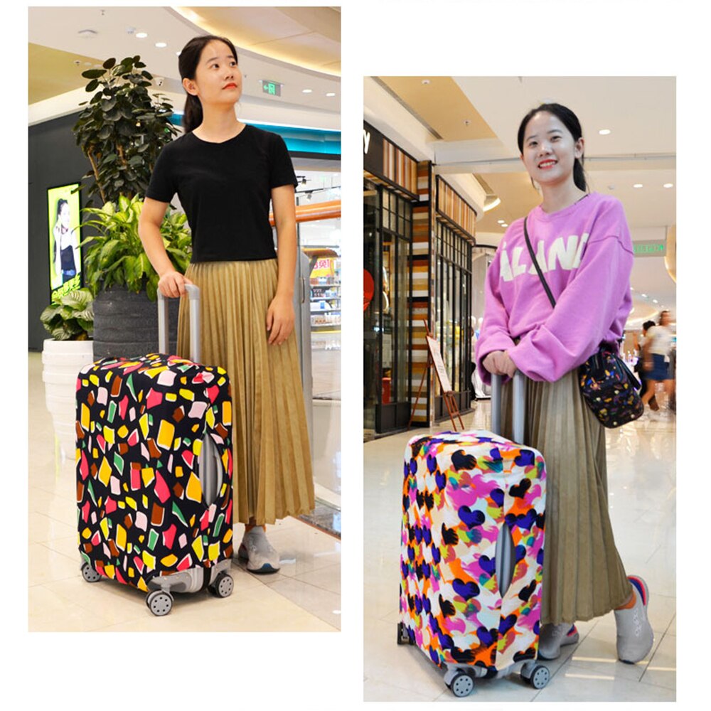 Fashion Suitcase Cover High Elastic Stripe Love Heart Shaped Luggage Case Dust Cover For18-32Inch Suitcase Essential Accessories