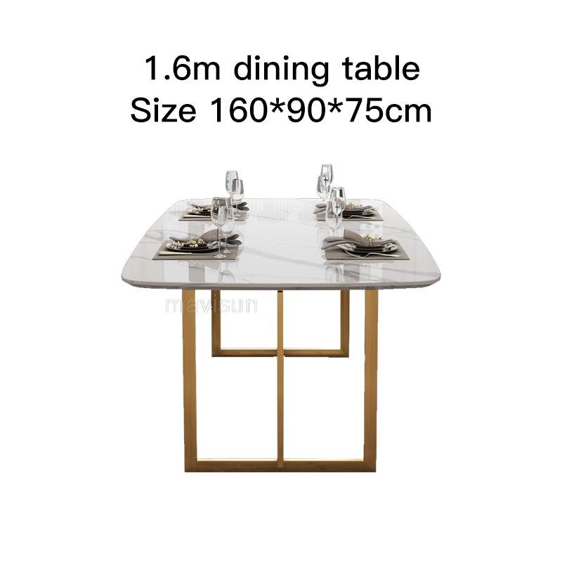 Light Luxury Rock Slab Dining Table High-End Rectangular Marble Household Small Apartment Modern Simple Glossy Dining Table Set