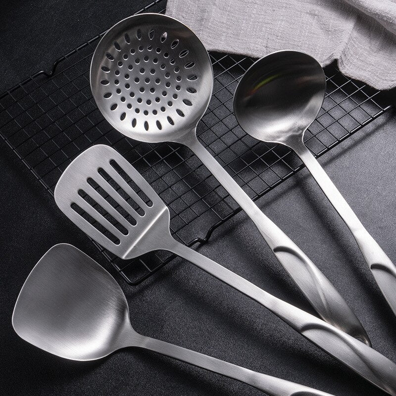 7Pcs/Set 304 Stainless Steel Cookware Kitchenware Utensils Set Colander Spatula Shovel Spoon Cooking Tools Kitchen Accessories
