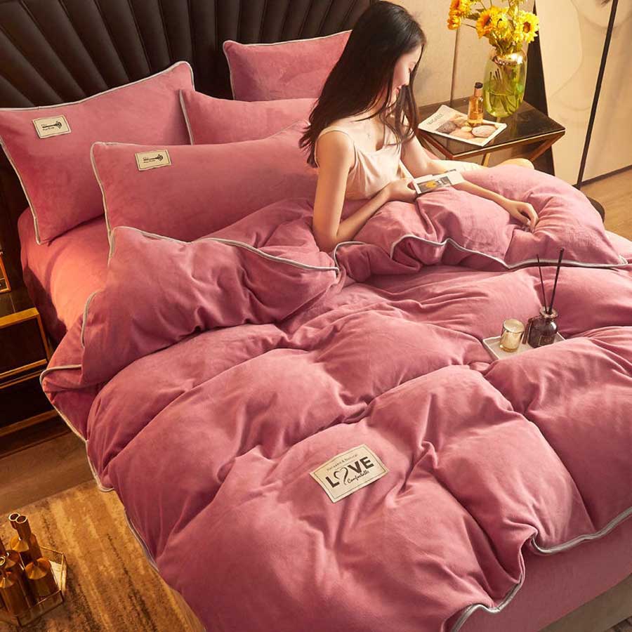 WOSTAR Winter warm solid velvet duvet cover 220x240 comforter cover flannel luxury double bed quilt cover bedding set king size