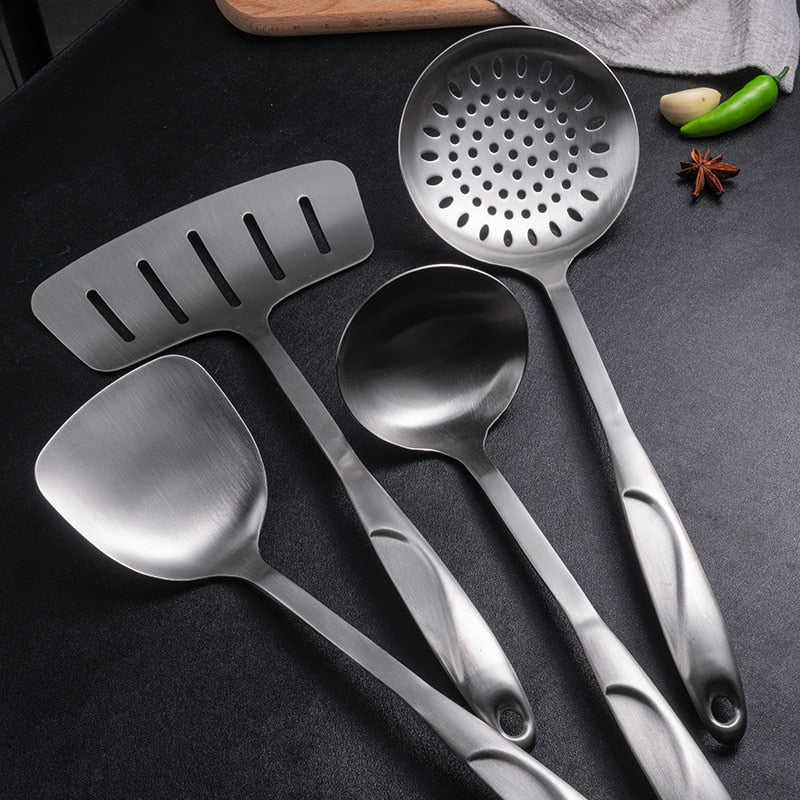 7Pcs/Set 304 Stainless Steel Cookware Kitchenware Utensils Set Colander Spatula Shovel Spoon Cooking Tools Kitchen Accessories