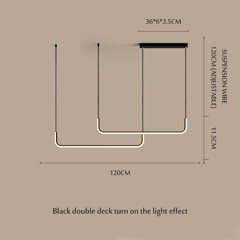 Nordic Style Simple Chandelier LED for Living Kitchen Dining Room Hanging Lamps Home Decoration Indoor Lighting Fixture Black