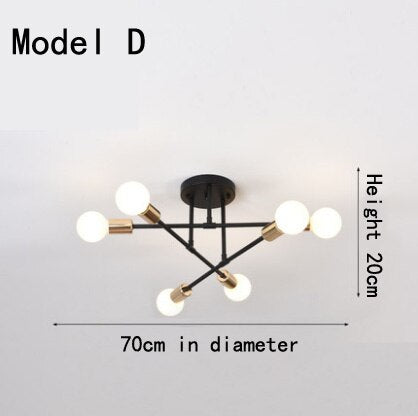 Close to ceiling light fixtures home Decor Warm And Romantic Lighting indoor Modern Living Room Lamp Black Golden Chandelier