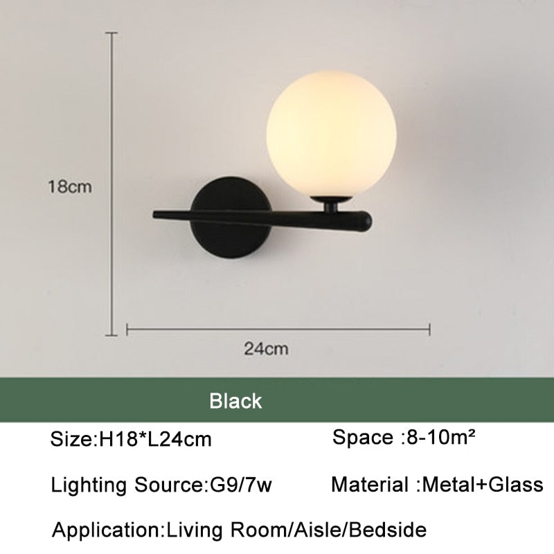 Nordic Glas Ball FÜHRTE Wand Licht für Wohnzimmer Interior Schlafzimmer LED Wand Leuchte mit 7w G9 Birne wand Leuchte für Home