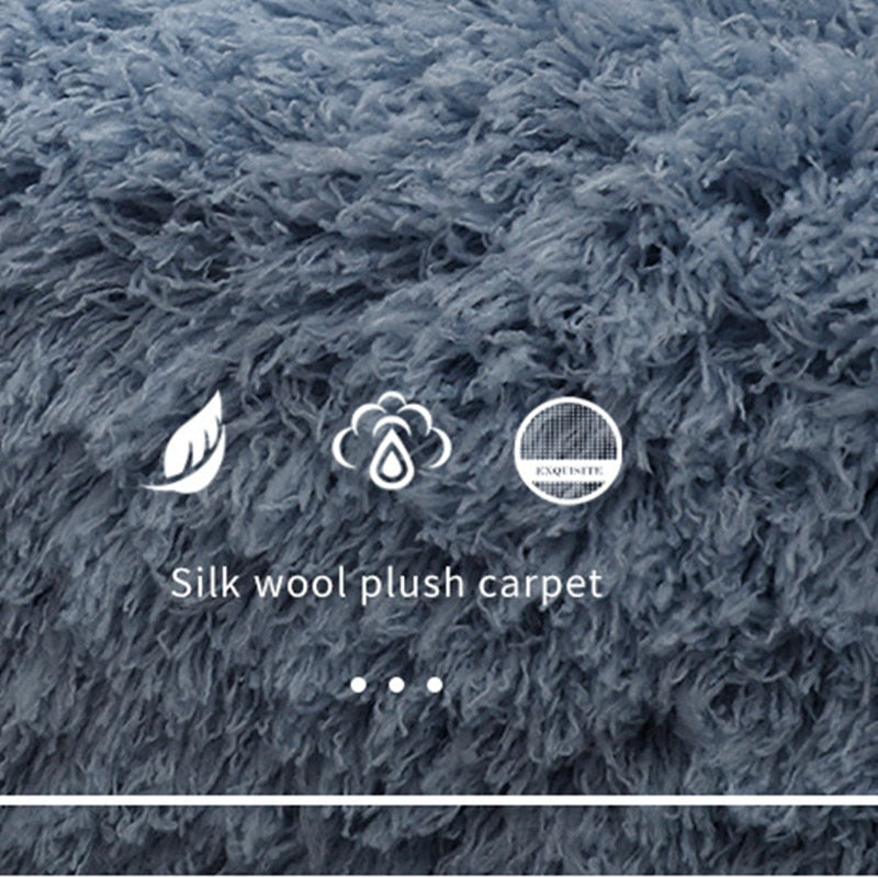 Fluffy Round Carpet Rugs For Bedroom Living Room Study Tent Solid Color Floor Car Thick Soft Plush Anti-Slip Carpet Children Rug