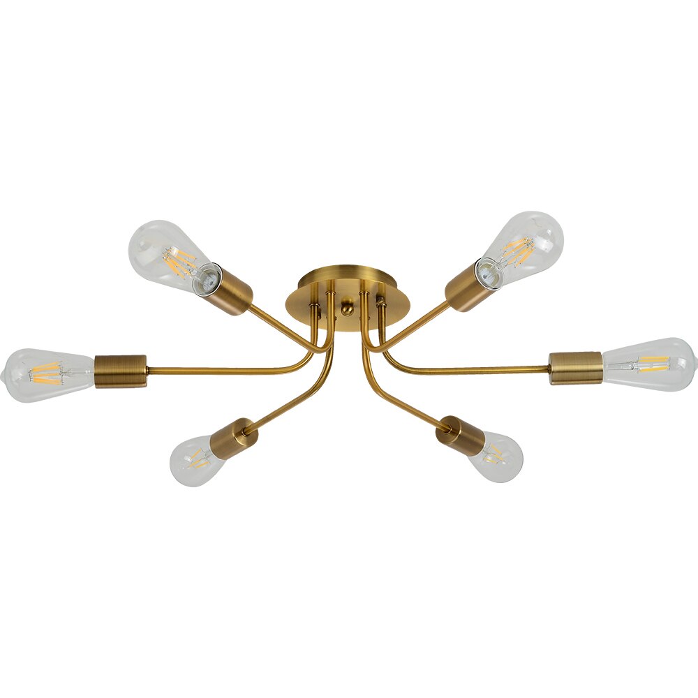 Modern Sputnik LED Light Mid Century Ceiling Lights Semi Flush Mount Light Fixture Nordic Contemporary Brushed Nickel Brass Lamp