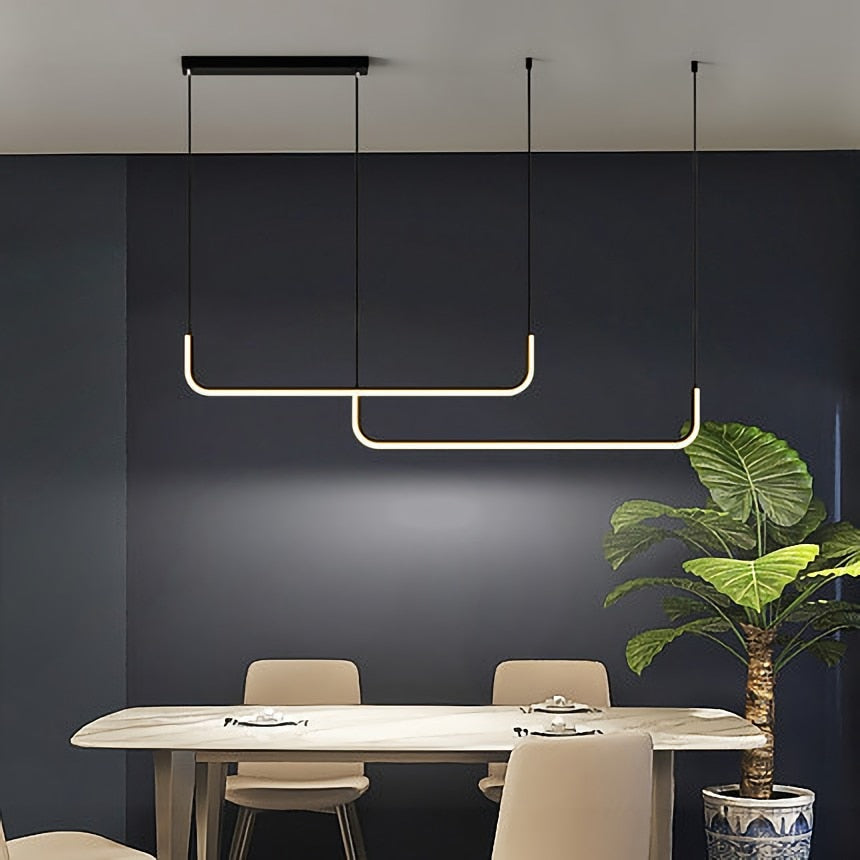 Nordic Style Simple Chandelier LED for Living Kitchen Dining Room Hanging Lamps Home Decoration Indoor Lighting Fixture Black
