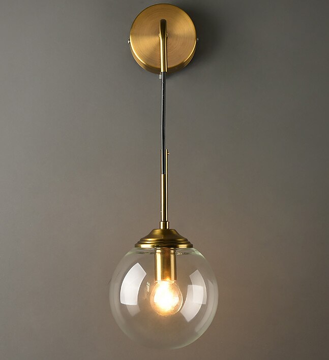 Modern Glass Wall Lamp Creative Golden Sconces Round Nordic Lighting Fixture Home Bedside Living Room Kitchen Decoration Lights