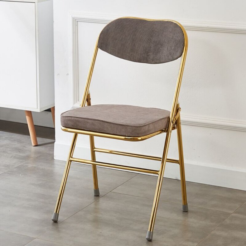 Classic Thickened Electroplated Folding Chair Comfortable Dining Chair Office Chair Accent Chairs for Living Room Furniture Ins