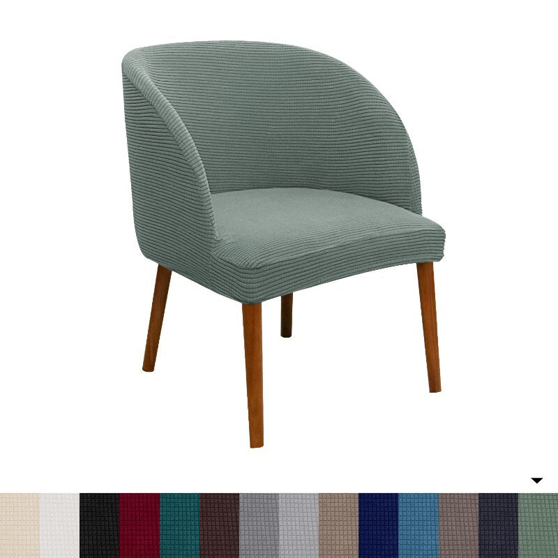 Jacquard Accent Round Seat Cover Slipcovers Curved Back Dining Chair Protector Cover for Kitchen Living Dressing Room