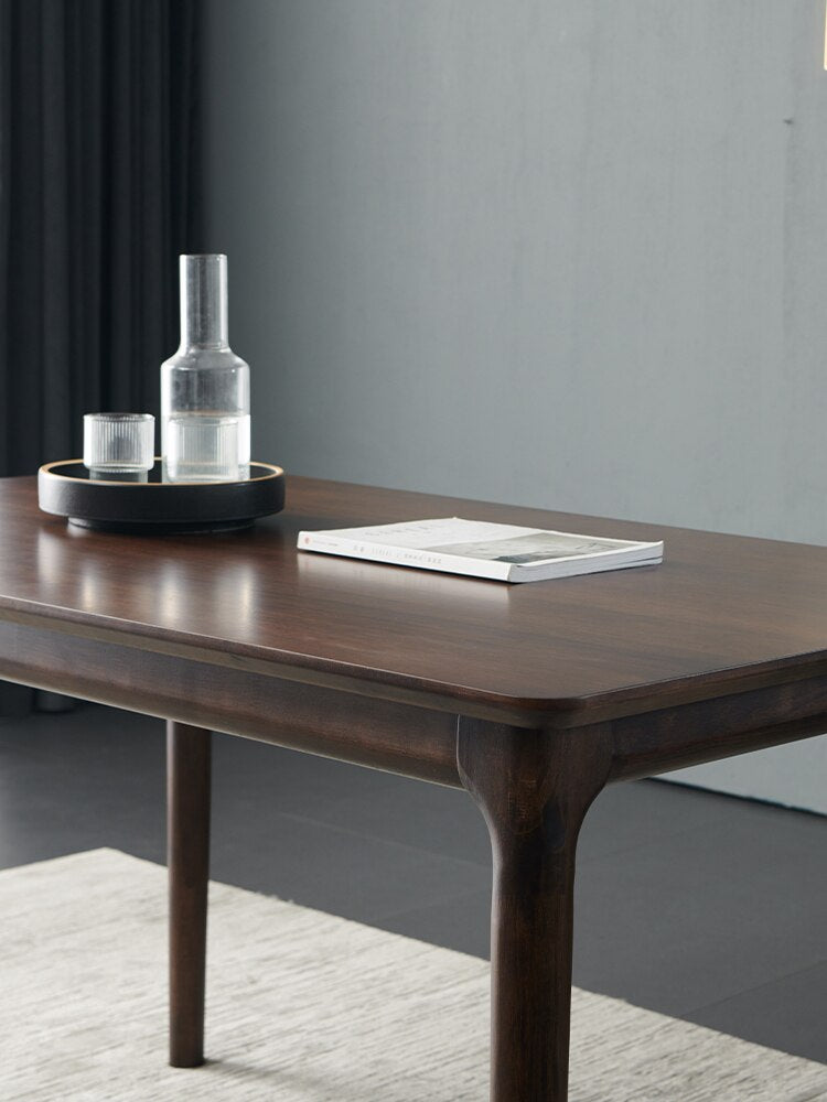 Solid wood dining tables and chairs small household type Nordic black walnut wood table Japanese rectangular table