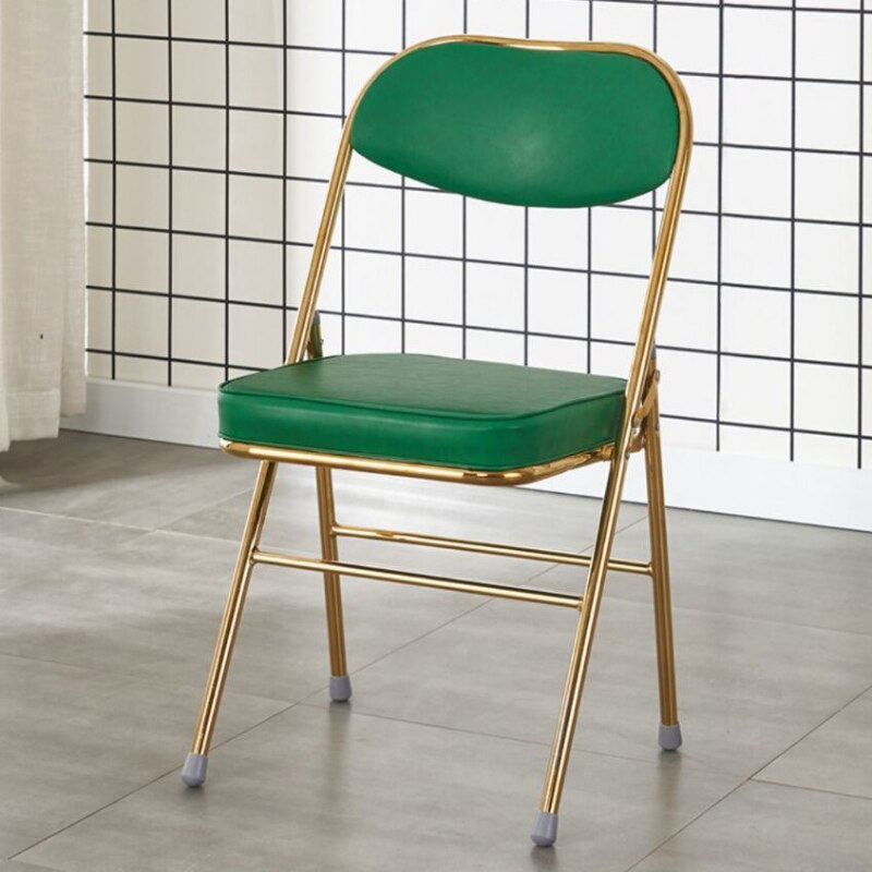 Classic Thickened Electroplated Folding Chair Comfortable Dining Chair Office Chair Accent Chairs for Living Room Furniture Ins
