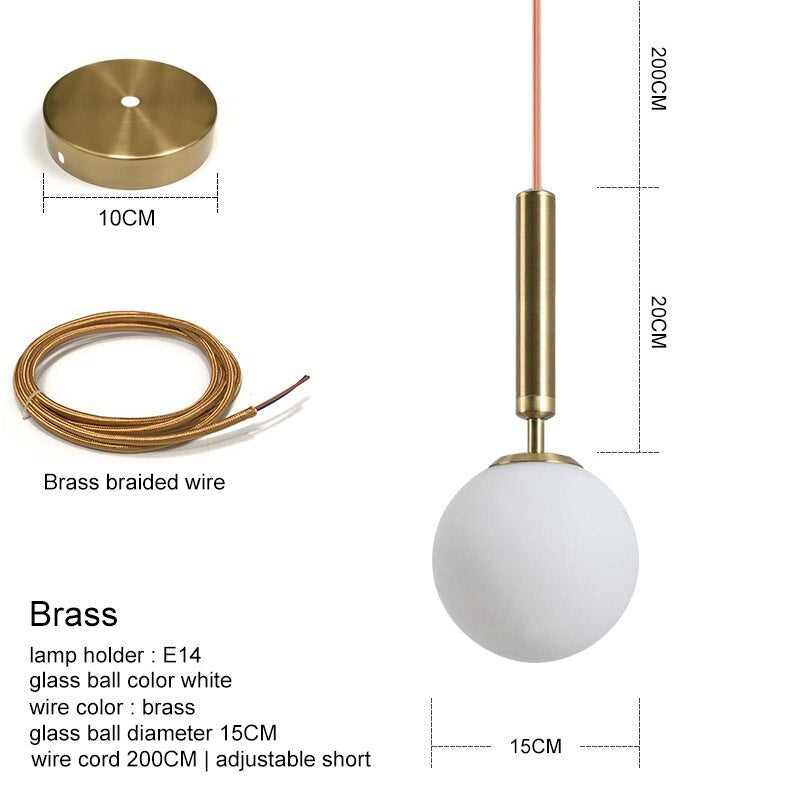 Modern Pendant Lamp Luxurious Gold Glass Ball Lampshade Hanging Lights Fixtures For Dining Room Bedroom Decoration Lighting