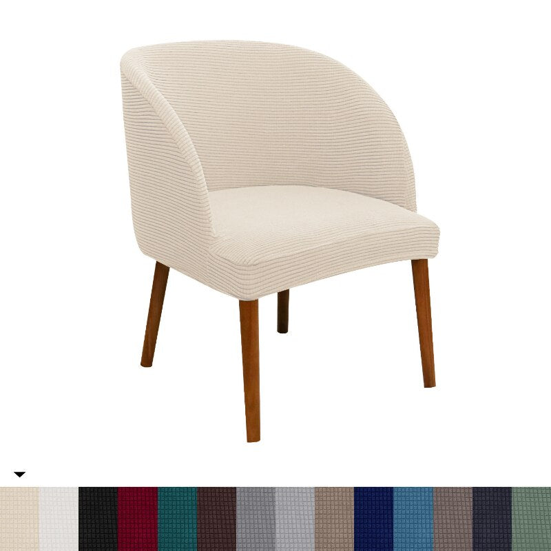 Jacquard Accent Round Seat Cover Slipcovers Curved Back Dining Chair Protector Cover for Kitchen Living Dressing Room