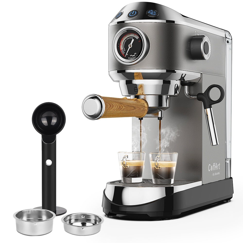 20 Bar Semi Automatic Coffee Maker Machine by BioloMix ,with Milk Steam Frother Wand, for Espresso, Cappuccino, Latte and Mocha
