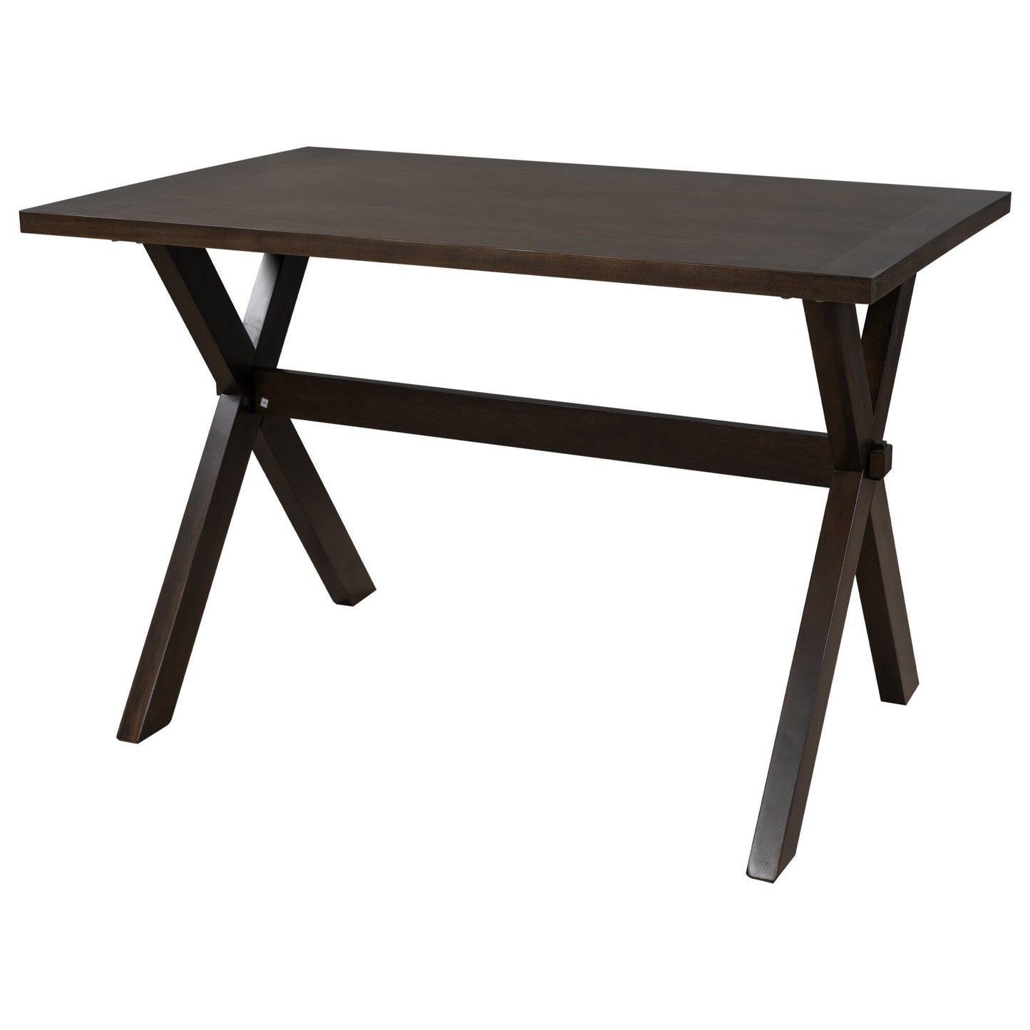 5 Pieces Farmhouse Rustic Wood Kitchen Dining Table Set with Upholstered 4 X-back Chairs for Living Room