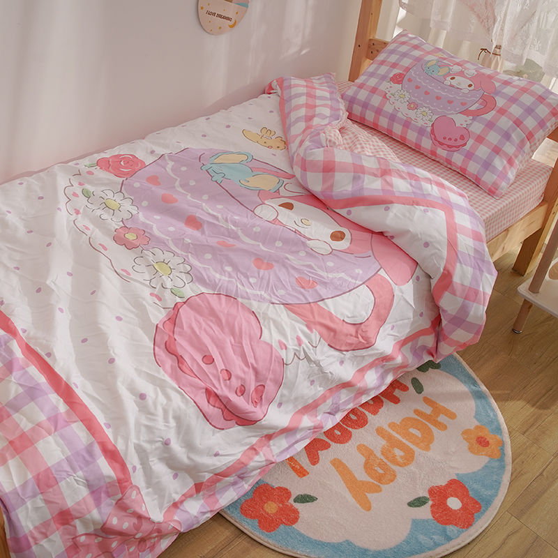 Sanrio Hello Kitty Kuromi Cinnamoroll Bedding Set Four Piece Bedding Double Pillowcase Bed Linens Dorm Bedclothes Home Textile